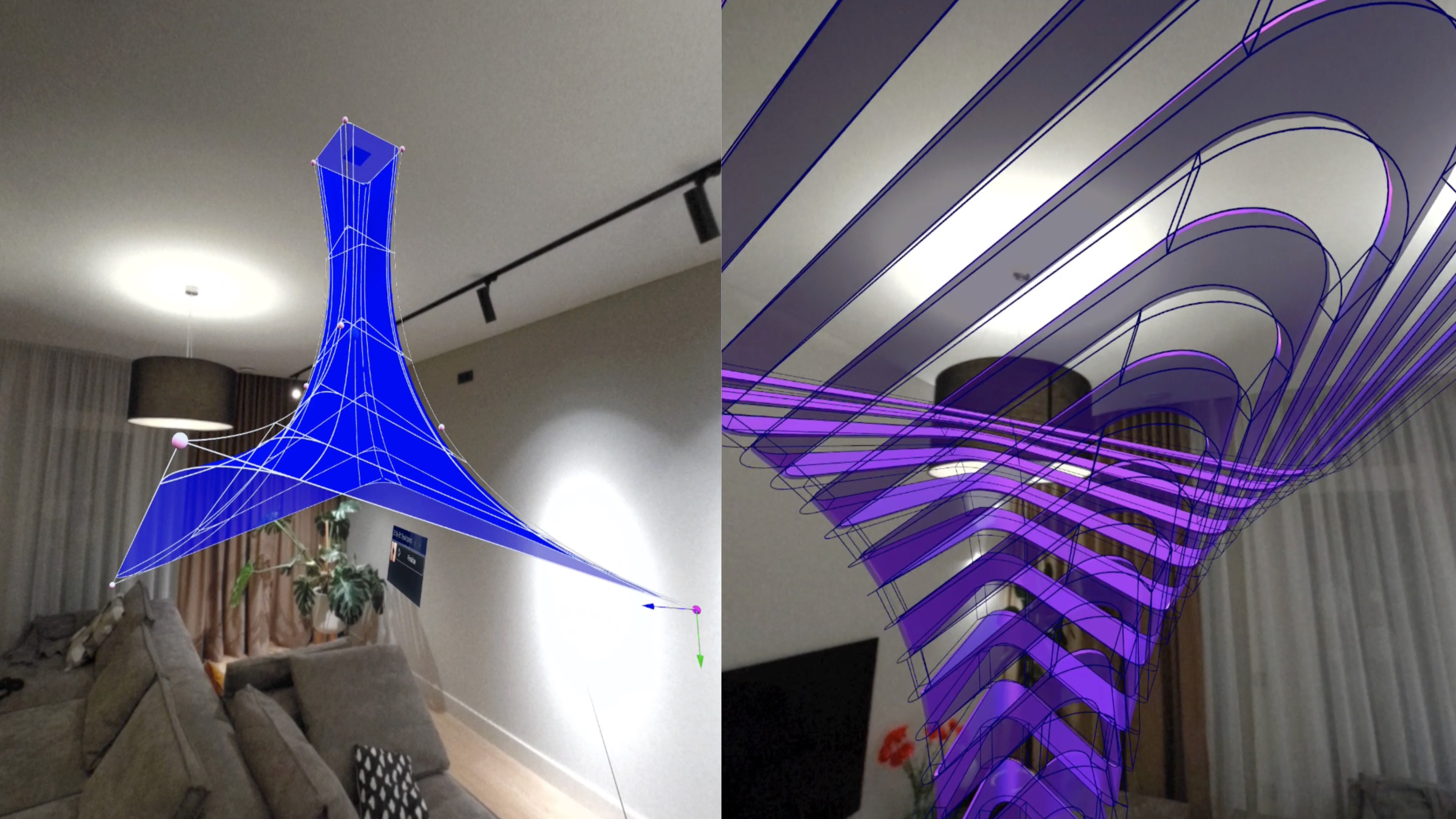 User interacting with the parametric 3D model in mixed reality. User interacting with a parametric 3D model in mixed reality.