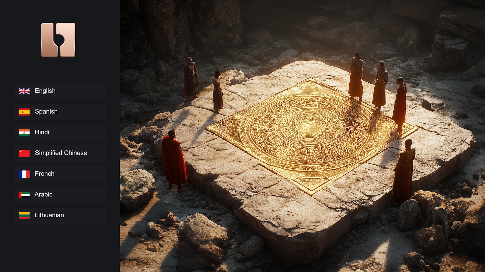 An image symbolizing the translation of Bitbybit.dev editors, perhaps like a Rosetta Stone for 3D design with various scripts.