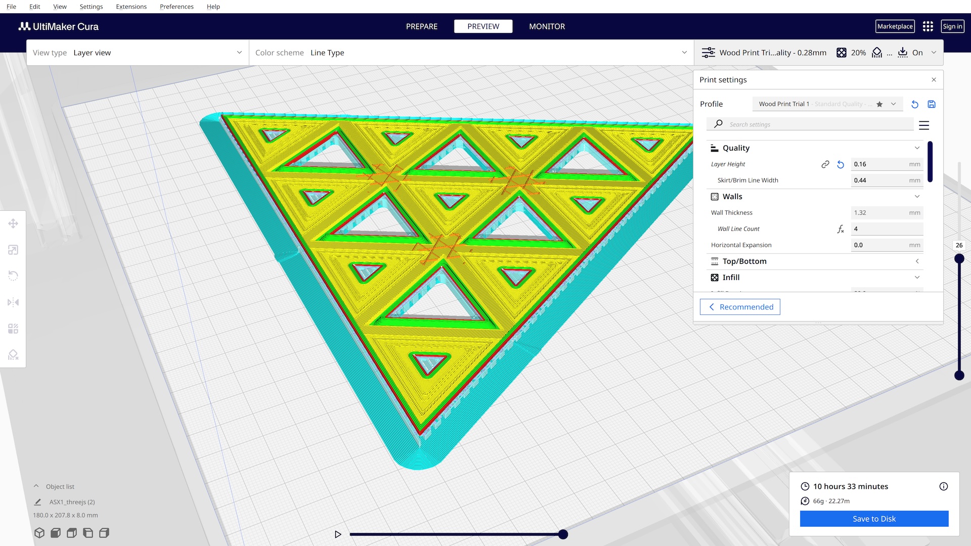 ThreeJS logo model sliced in Cura, ready for 3D printing.