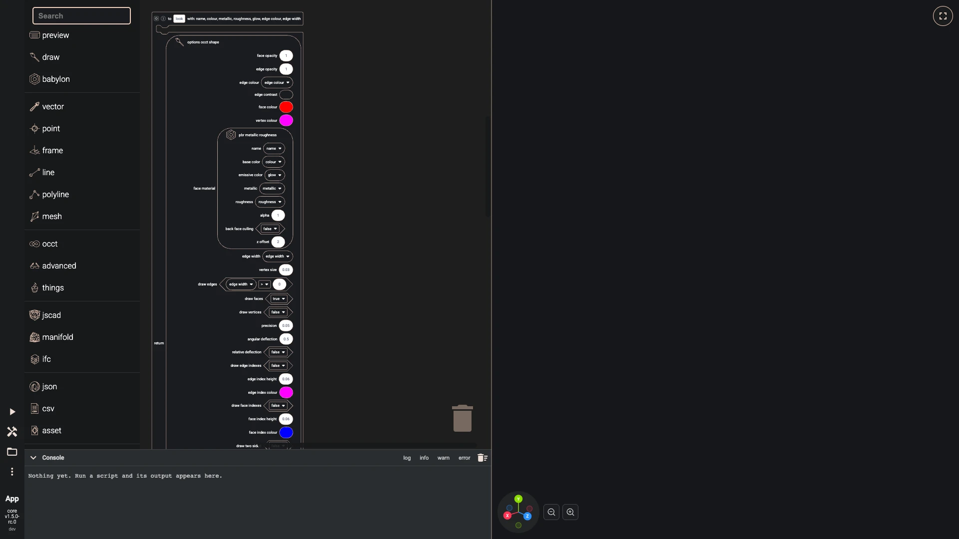 Build a drone in the Blockly editor, sizes, stage and the frame: Set the stage before the first part: a dark background, a city environment that metal reflects with its picture hidden, a sun that casts shadows, and the camera placed outside the drone, far enough to see all of it.