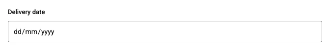 Date, as the shopper's option panel draws it on the default theme. A day picked from a calendar, such as a delivery date.