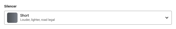 Dropdown cards, as the shopper's option panel draws it on the default theme. A dropdown whose options open as cards.
