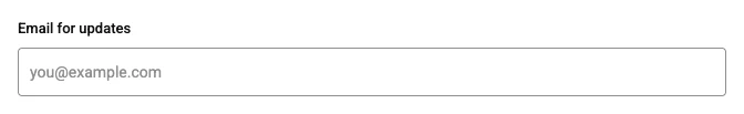 Email, as the shopper's option panel draws it on the default theme. An email address, checked as the shopper types it.