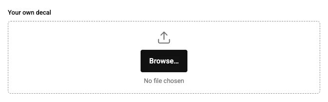 File, as the shopper's option panel draws it on the default theme. A file the shopper uploads, such as their own artwork for a decal.