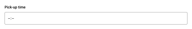 Time, as the shopper's option panel draws it on the default theme. A time of day, such as a pick-up slot.