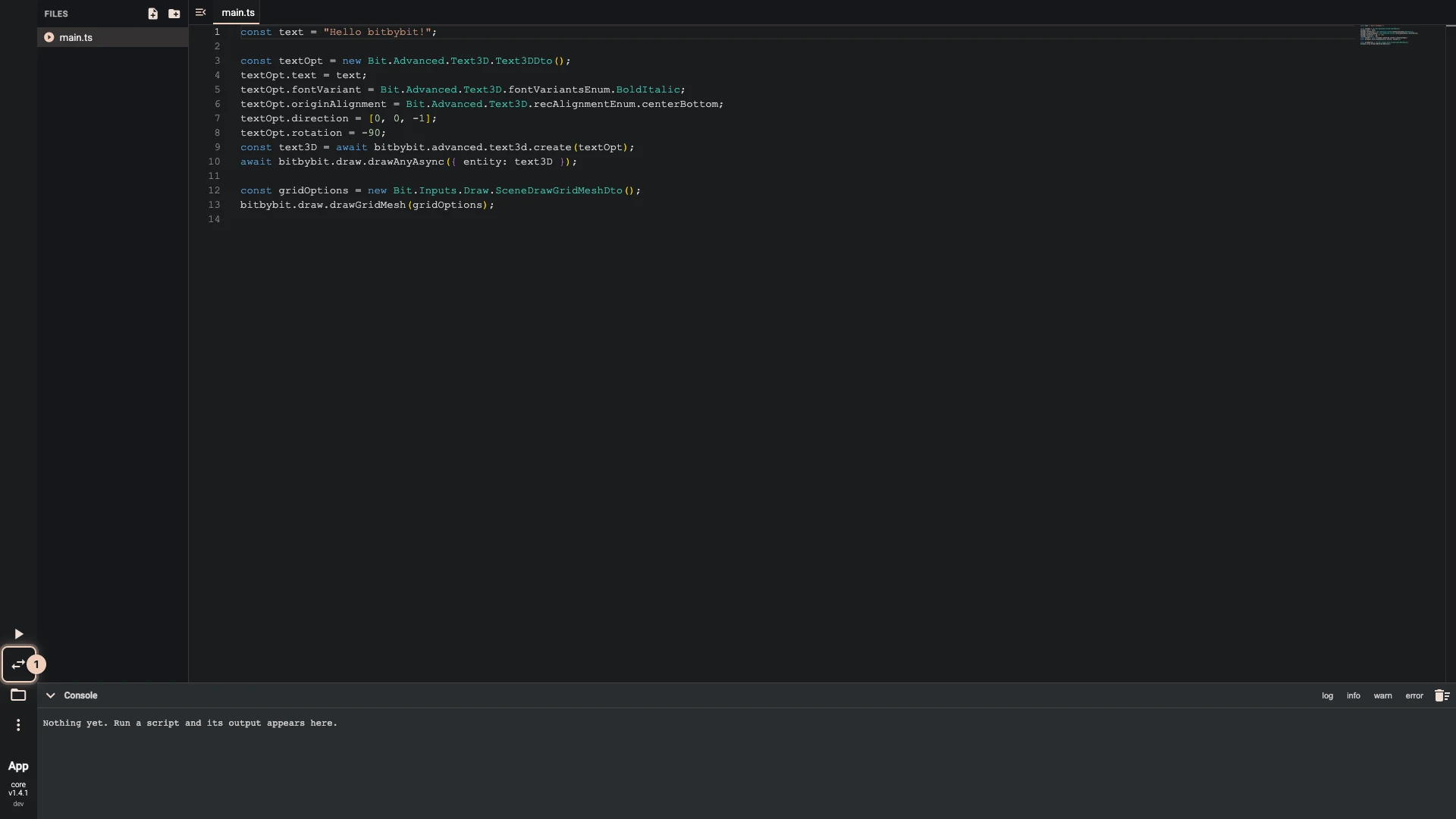 The editor with split screen off: the code takes the whole window, and Swap Canvas switches to the 3D view