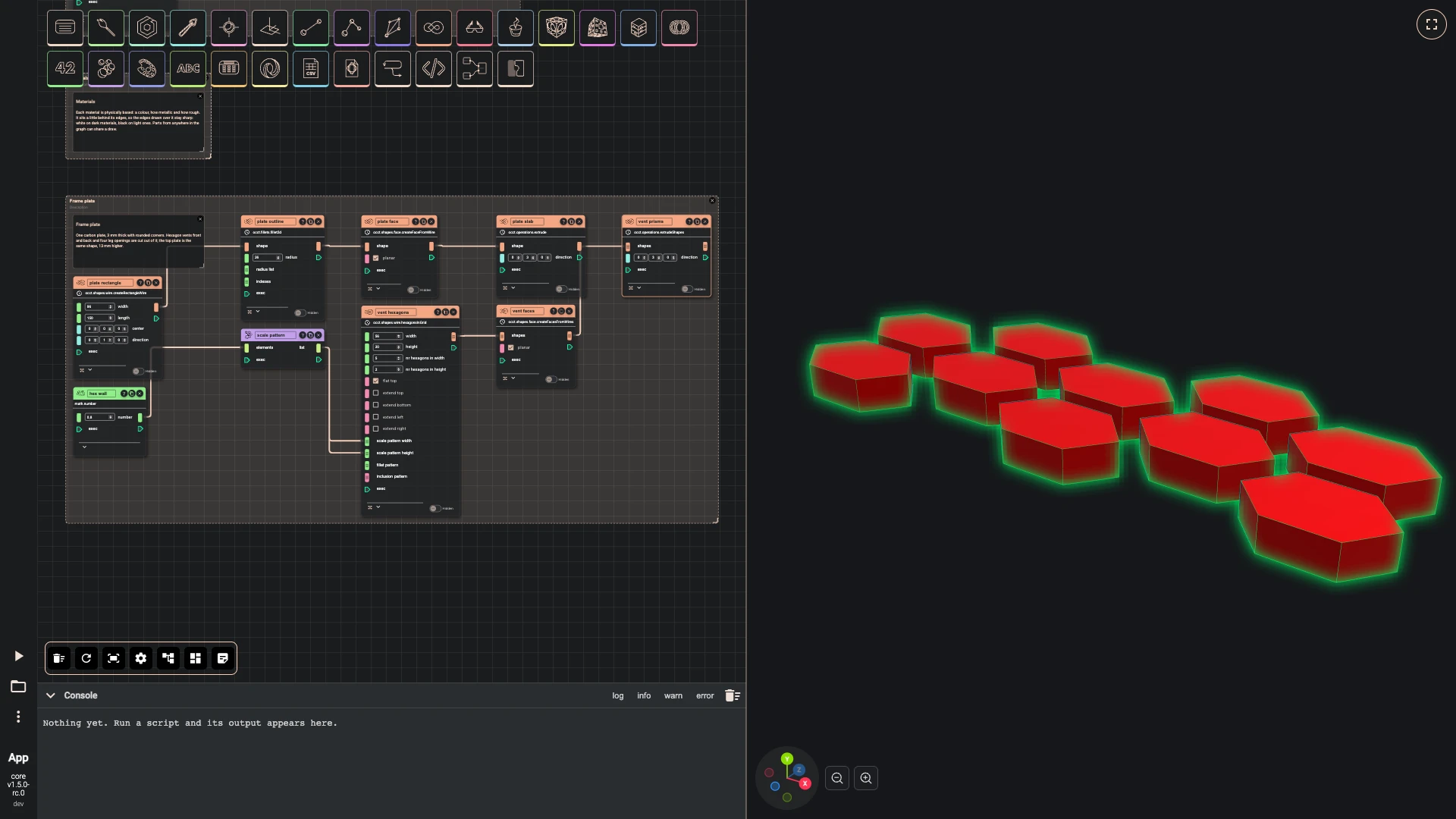 Build a drone, sliders and the frame: Hexagon vents come from a hexagon grid.