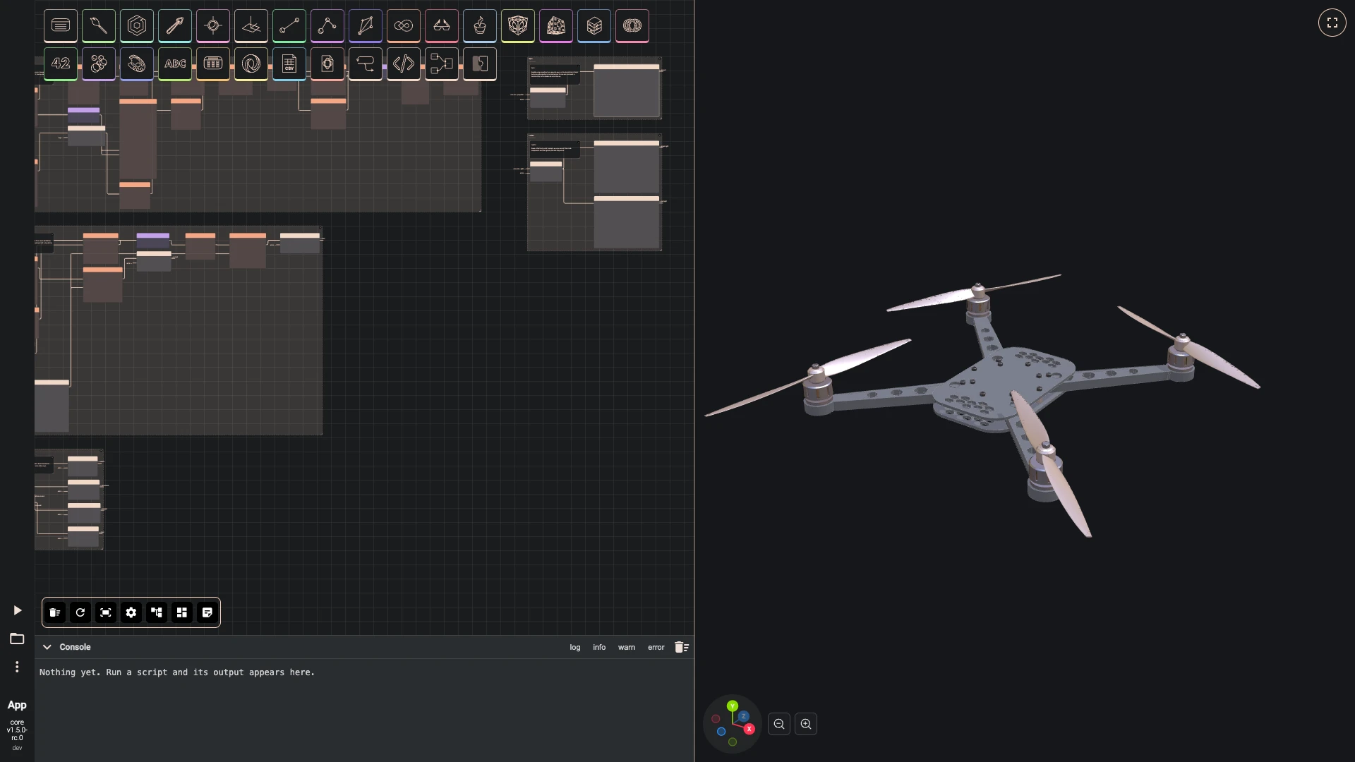 Build a drone, arms around the frame: The bolts join the steel draw.