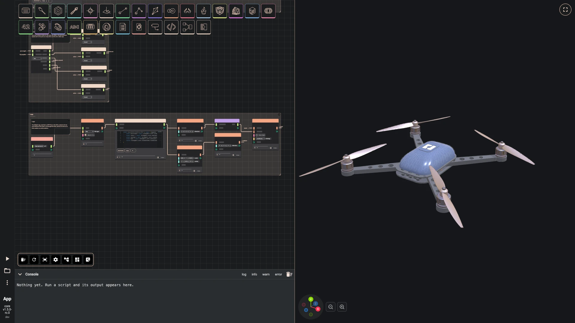 Build a drone, canopy and electronics: The bitbybit logo goes on the hatch.