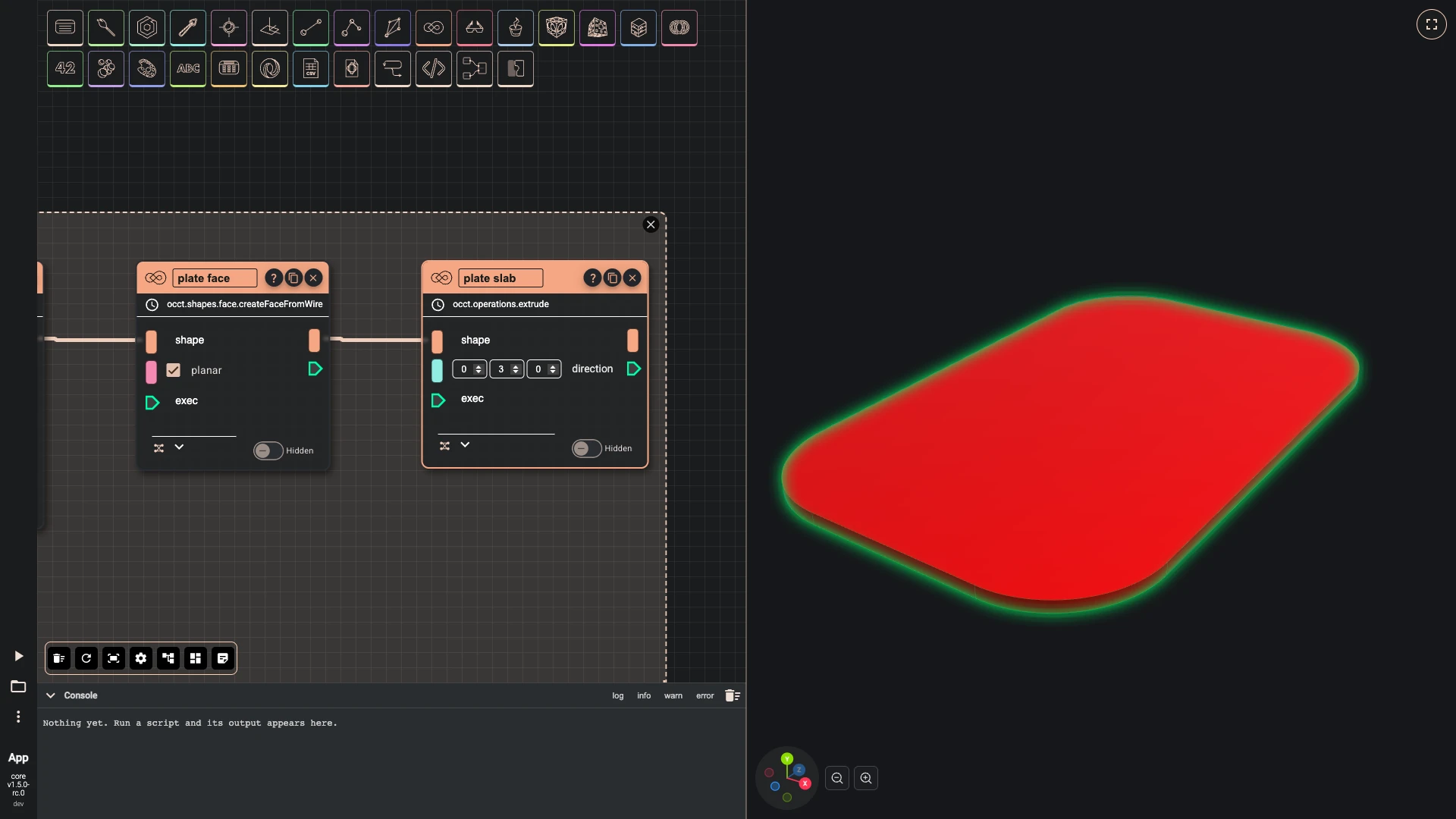 Build a drone, sliders and the frame: A face fills the outline, and an extrusion gives it its thickness of 3 millimetres.