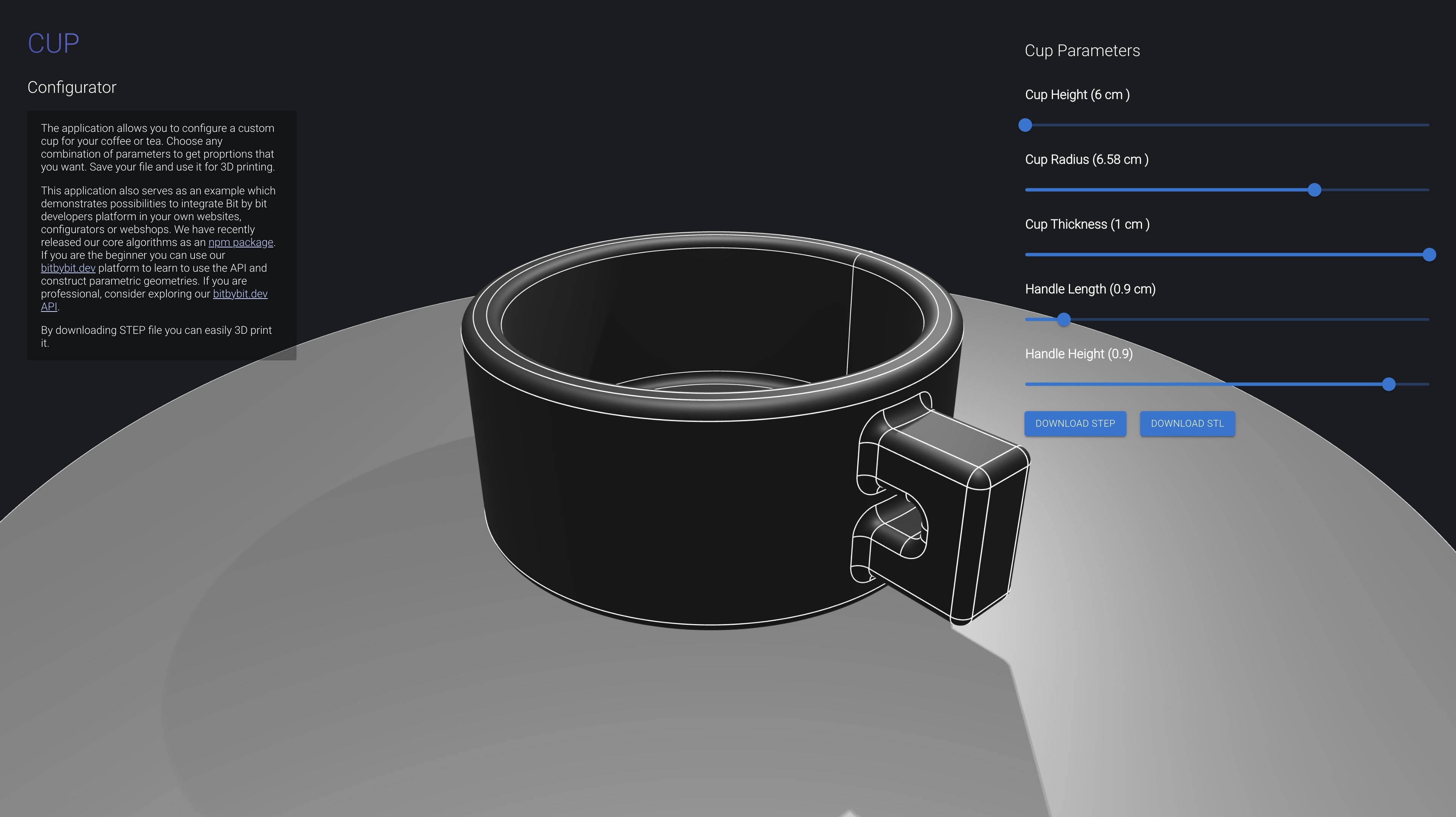 Image showing the cover picture of the cup configurator with a basic cup