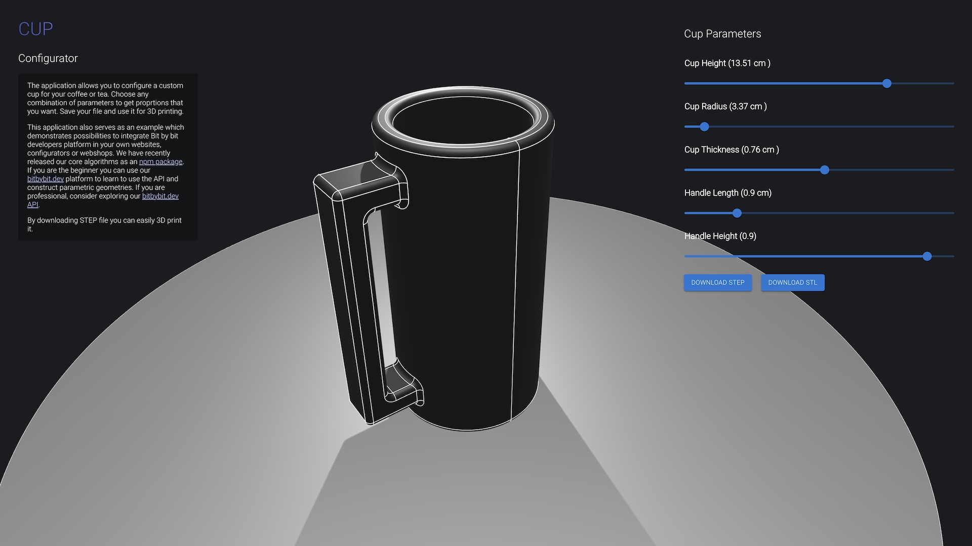 Image showing the elongated very high 3D model of a cup for 3D printing