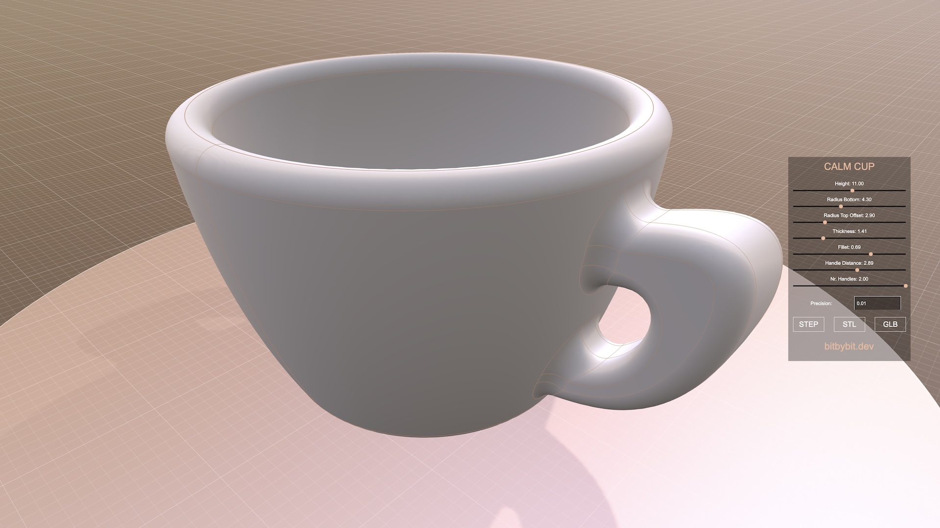 calm cup 3D model variant with thick walls and highly rounded corners