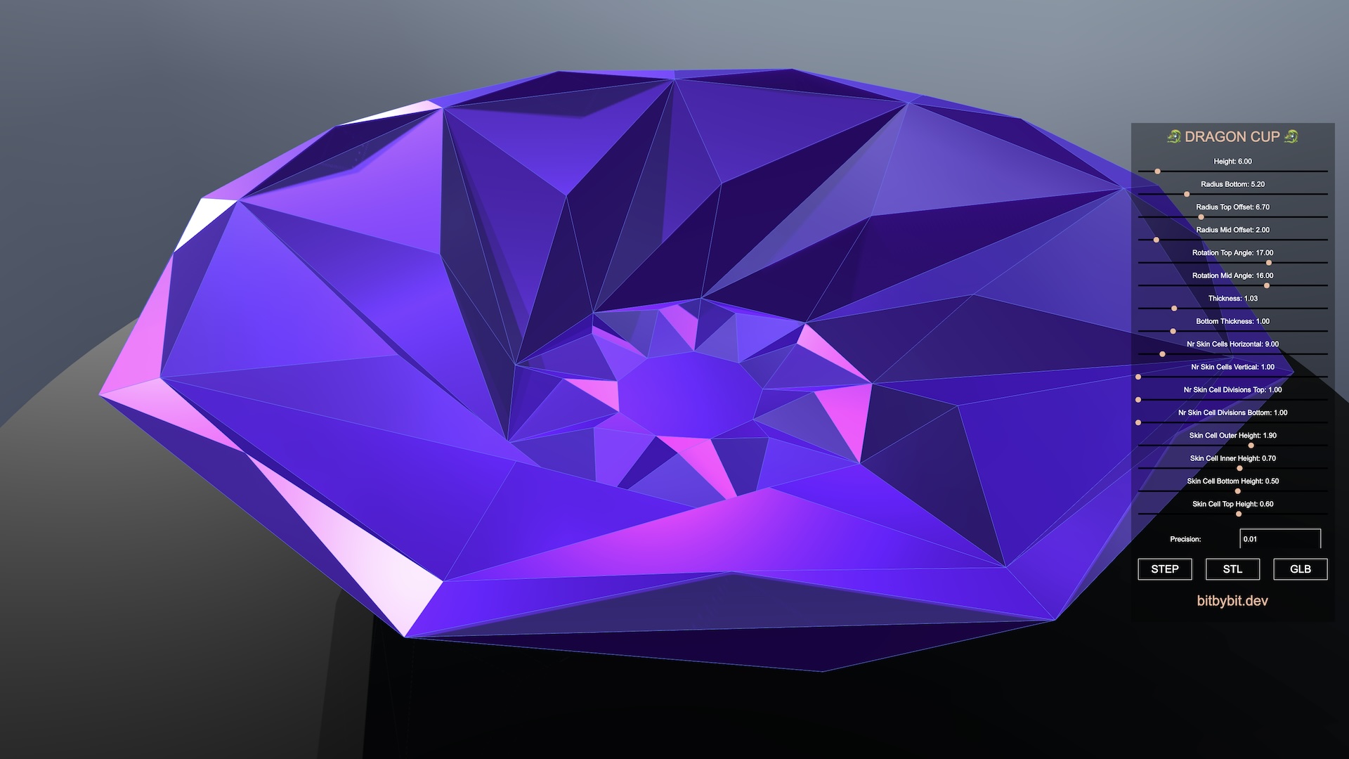 larger radius dragon plate design that evolved from the cup