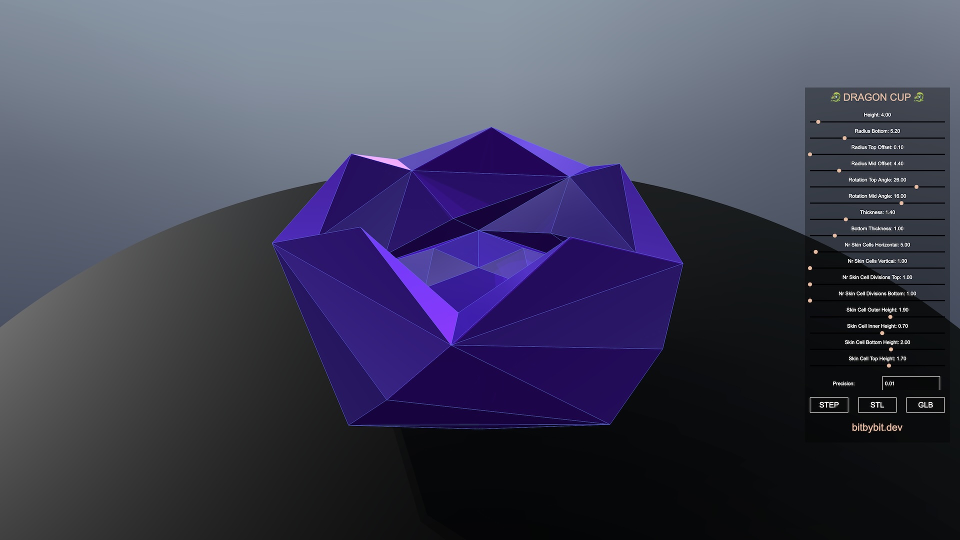 tiny cozy triangulated cup design