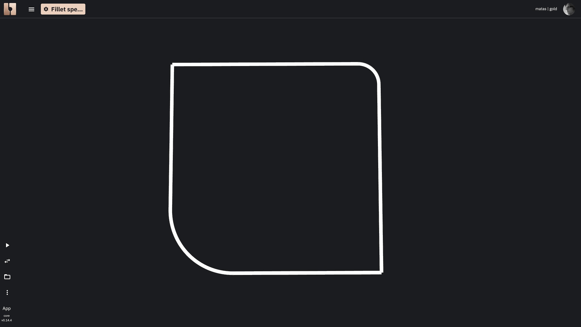 A 2D wire (polyline) with different fillet radii applied to its various corners, creating a mix of sharper and more rounded transitions.