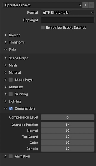 Blender Compression Options