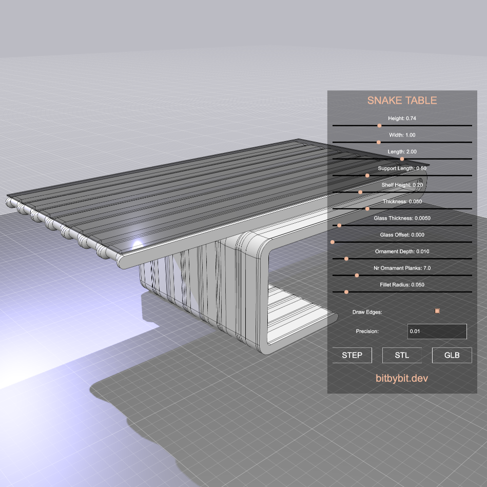 Snake Table 3D Model Configurator picture