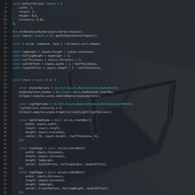 3D Table Configurator TypeScript picture